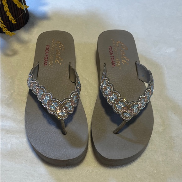 Skechers Taupe Beaded Sandals - Picture 1 of 3